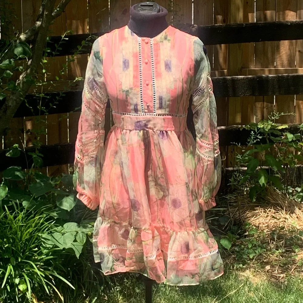 Cynthia Rowley Poppy Organza Peach Dress - Picture 12 of 15